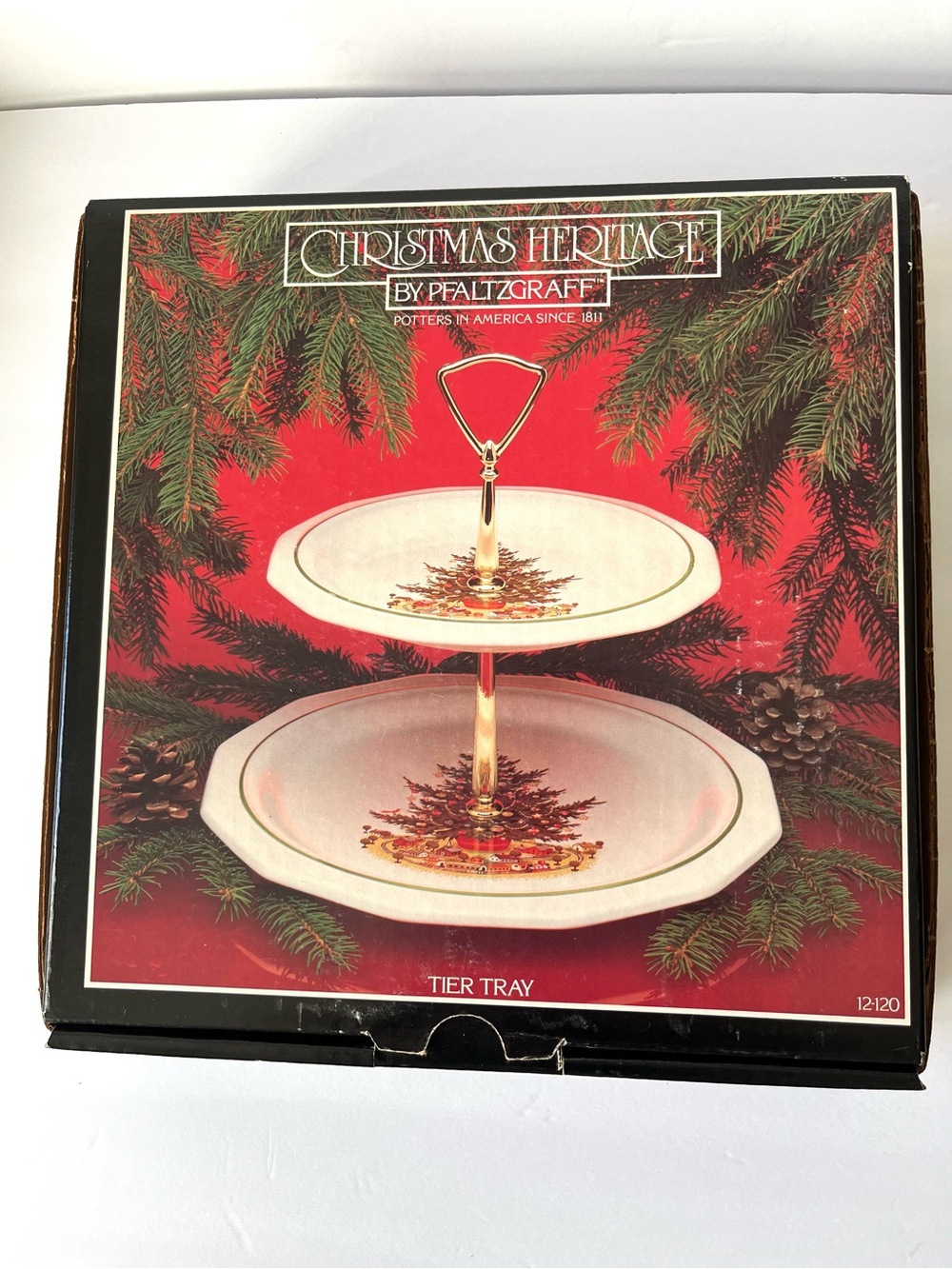 Pfaltzgraff Christmas Heritage Tier Tray Red & Green